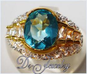 A096 - แหวนพลอยบลูโทพาซ สีฟ้าสวย