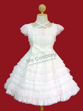 เดรสโลลิต้าสโนวี่ไวท์ (Snowy White Lolita Dress) สีขาวชมพู จาก Angelic Pretty ญี่ปุ่น
