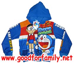 เสื้อกันหนาวเด็ก Doraemon jacket โดราเอมอน ผ้ามัน มีฮู้ด สีน้ำเงิน แจ็กเก็ต แจกเกต เสื้อผ้าเด็ก hood เสื้อแขนยาว รหัส jckdor002