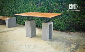 โต๊ะสนาม ไม้เทียมไฟเบอร์ซีเมนต์ สีไม้สัก l Eco wood l