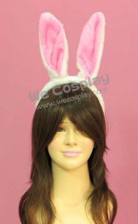 หูกระต่ายสีขาวชมพู แบบหูยาว (Long Bunny Ear Headband) สำหรับเป็นออพชั่นคอสเพลย์ จาก Body Line ญี่ปุ่น