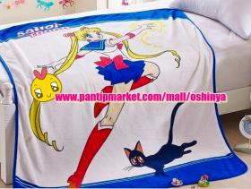 ผ้าห่มลายเซเลอร์มูน ::: Anime Sailor Moon Tsukino Usagi Luna Cat Air Condition Blanket Cover Warm Casual