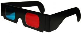ขายแว่น 3 มิติ แบบไม่มีลายกรอบสีดำล้วน เลนส์สี แดง/ฟ้าอมเขียว Anaglyphic 3D Paper Glasses Red/Cyan