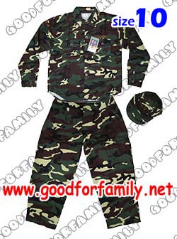 ชุดทหารเด็ก สีเขียว-น้ำตาล เสื้อแขนยาว กางเกงขายาว หมวก สีไม่ตก เสื้อทหารเด็ก กางเกงทหารเด็ก เสื้อผ้าเด็ก รหัส setsol036_10