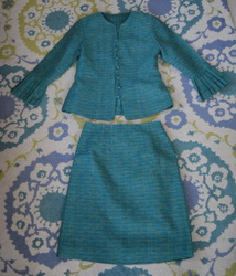 ชุดเสื้อกระโปรงผ้าฝ้ายสีฟ้า ผ้าไทยสวยๆ  มือสอง99%