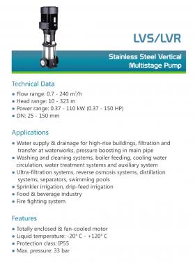 LVS/LVR Stainless Steel Vertical Multistage Pump