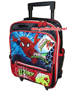 กระเป๋าล้อลาก 14 นิ้ว Spiderman สีดำ-แดง สไปเดอร์แมน กระเป๋านักเรียน กระเป๋าล้อลาก กระเป๋าเด็ก กระเป๋าเดินทาง การ์ตูน พร้อมส่ง รหัส bcktrospi009