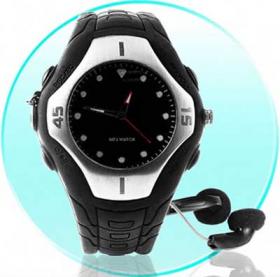 MP3 Watch นาฬิกา MP3 พร้อมระบบอัดเสียงและวิทยุ FM หน่วยความจำ 2GB (E0007 สีดำ)