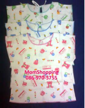 เสื้อผูกหลังแขนสั้น +กางเกงขาสั้น ผ้า cotton (แพ็ค 1 ชุด)