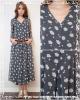 V-Neck Sakura Flower Chiffon Dress