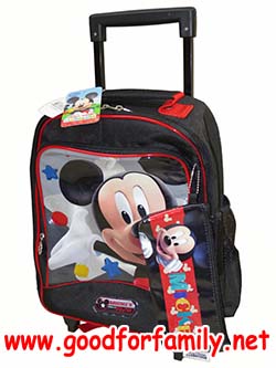 กระเป๋าล้อลาก 13 นิ้ว Mickey Mouse สีดำ มิกกี้เม้าส์ กระเป๋านักเรียน กระเป๋าล้อลาก กระเป๋าเด็ก กระเป๋าเดินทาง รหัส bcktromic137