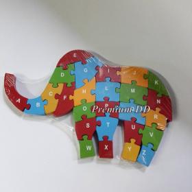 Wooden Jigsaw จิ๊กซอ ไม้ เสริมพัฒนาการสำหรับคุณน้อง ๆ  หนู ๆ  ลายช้าง