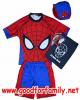 ชุดว่ายน้ำเด็ก เสื้อแขนสั้น กางเกงขาสั้น Spiderman สีน้ำเงิน-แดง หมวกว่ายน้ำ กางเกงว่ายน้ำ เสื้อผ้าเด็ก สไปเดอร์แมน รหัส swmspi007