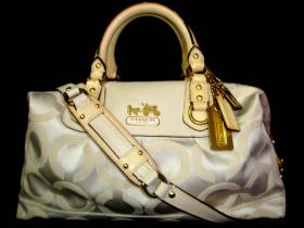Coach XL Madison Sabrina Op Art Signature Cream 12943 Satchel Handbag