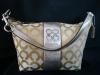 Coach Gold and Beige Signature Julia Op Art Top Handle Pouch Bag 43771