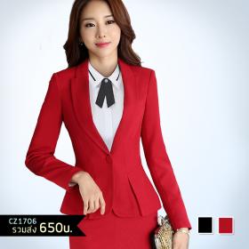 เสื้อสูท ปกกล้วย ทรงSlim ชายจีบ กระดุมปั้ม
