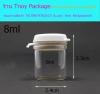 8ml (ขวด 8 มล.(100ใบ) แก้วบางใส ขี้ผึ้ง + ฝาฉีกขาว -