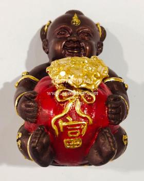 กุมารทองฟู เนื้อสัมฤทธิ์ ปิดทองบางส่วน 2 นิ้ว (หมายเลขสวย) {ปล่อยขาดทุน..ราคาถูกสุดๆ ๆ  !!}