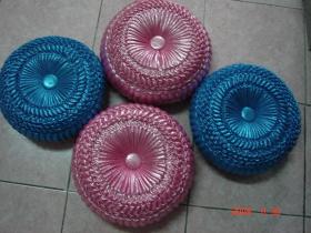 หมอนฟักทอง ลายกินรี สีชมพูอมม่วง
