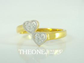 แหวนเพชรดีไซน์หัวใจ น้ำหนักเพชรรวม 0.25 กะรัต Color 97 เหลี่ยม Hearts&Arrows.