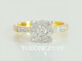 แหวนเพชรเบลเยี่ยมคัตดีไซน์เก๋ น้ำหนักเพชรรวม 0.37 กะรัต Color 97