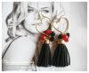 ต่างหู/ตุ้มหู The tassle earring ต่างหูตุ้งติ้ง ประดับด้วยพู่สีดับและลูกปัด