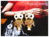 ต่างหู/ตุ้มหู Night owl earring ต่างหูรูปนกฮูก ประดับคริสตัลสีทอง งานเกาหลี