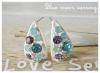 ต่างหู/ตุ้มหูแป้น Blue Ocean Earring ต่งหูแป้นสีขาว ประดับด้วยคริสตัลสีฟ้า งานเกาหลี