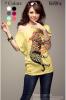 เสื้อยืดแฟชั่น ชายเสื้อดึงยาง ลาย ชีต้า สีเหลือง (คอปกติ ไม่กว้าง ไม่เปิดไหล่)