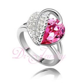 KA1090 - แหวนประดับคริสตัล Swarovski สีชมพู