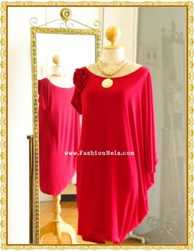 Red Burgundy Dress เดรสสีแดงแขนถ่วง