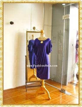 Rose on Balloon Sleeves in Purple Dress เดรสสีม่วงแขนบอลลูน แต่งกุหลาบ