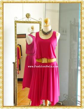 Swing Dress in Pink เดรสสีชมพูกระโปรงบาน