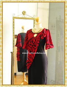 Strip Print Black&White Dress เดรสสีดำขาวสลับลาย