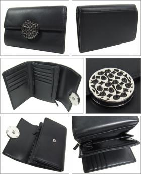 ขาย Coach Coach Alexandra Black Leather Compact Clutch Wallet F46329