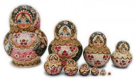 ตุ๊กตาแม่ลูกดก (Matryoshka) - From Russian With Love (Woodburn Pink 10 pc)