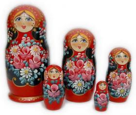 ขายตุ๊กตาแม่ลูกดก (Matryoshka) : Matryoshka Daisies on Red 2