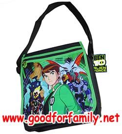 กระเป๋าสะพายข้าง Ben10 มีฝาปิด 10 นิ้ว สีดำ ลายนูน กระเป๋าเด็ก กระเป๋าใส่ของ ของใช้เด็ก เบนเทน เบ็นเท็น รหัส bcksliben101