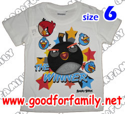 เสื้อคอกลม Angry Birds ผ้า Cotton สีขาว Screen+ปัก แองกรี้เบิร์ด แองกี้เบิร์ด แองกรีย์เบิร์ด แองกีย์เบิร์ด เสื้อแขนสั้น เสื้อยืด รหัส rndagb137_6