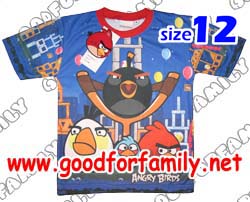 เสื้อคอกลม ผ้ามัน Angry Birds สีน้ำเงิน กรุ๊ปใหญ่ แองกรี้เบิร์ด แองกี้เบิร์ด แองกรี้เบิร์ด แองกรีย์เบิร์ด เสื้อยืด เสื้อแขนสั้น เสื้อเด็ก เสื้อผ้าเด็ก รหัส rndagb113_12