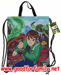 กระเป๋าเชือกรูด Ben10 Ultimate Alien สีเขียว กระเป๋าสะพายเด็ก กระเป๋าเด็ก กระเป๋าใส่ชุดว่ายน้ำ เบ็นเท็น เบนเทน ของใช้เด็ก รหัส bckswmben110