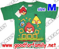 เสื้อคอกลม ผ้า Cotton Angry Birds สีเขียว กรุ๊ปเล็ก แองกรี้เบิร์ด แองกี้เบิร์ด แองกี้เบิร์ด แองกี้เบิด รหัส rndagb082_M