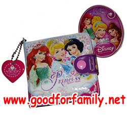 กระเป๋าสตางค์ Princess แบบ 2 พับ กระดุม สีชมพู เจ้าหญิง กระเป๋าตัง กระเป๋าเด็ก รหัส bckntepri137
