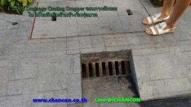 Curbed Drainage Grating Scupper ตะแกรงดักขยะฝุ่นผงคันหินใบไม้ด้านข้างริมฟุตบาท ขนาด 10 x 30 cm.