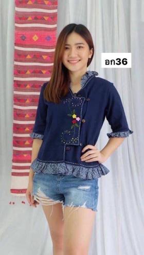 เสื้อผ้าฝ้ายปักดอก เสื้อผ้าฝ้ายพื้นเมืองเหนือ