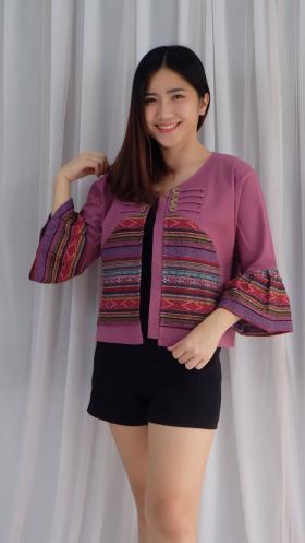 เสื้อคลุมผ้าฝ้าย อก40” ชุดผ้าฝ้ายพื้นเมืองเหนือ