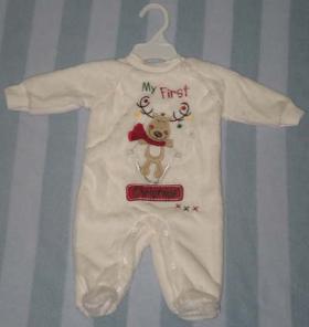 ชุดหมี Miniwear บอดี้สูท bodysuit ขนนุ่ม ลาย MyFirstChristmas งานส่งออกชุดเด็กทารก เสื้อผ้าเด็ก ของขวัญคริสตมาส Christmas รหัส bsu001