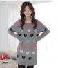 เสื้อไหมพรมแขนยาวสีเทา เนื้อนิ่มอุ่น ๆ ใส่กันหนาวอากาศเย็น แต่ลายหวานน่ารัก ๆ