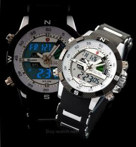 ขายนาฬิกาข้อมือผู้ชาย นาฬิกานำเข้า SHARK Watch Porbeagle White 2 ระบบ สายข้อมือยางคุณภาพ