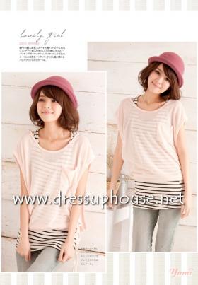 * พร้อมส่ง*  เสื้อผ้าแฟชั่น เสือ 2 ตัว สีชมพูสวยหวาน คอกลม แขนสั้น (dressuphouse รหัส 427)